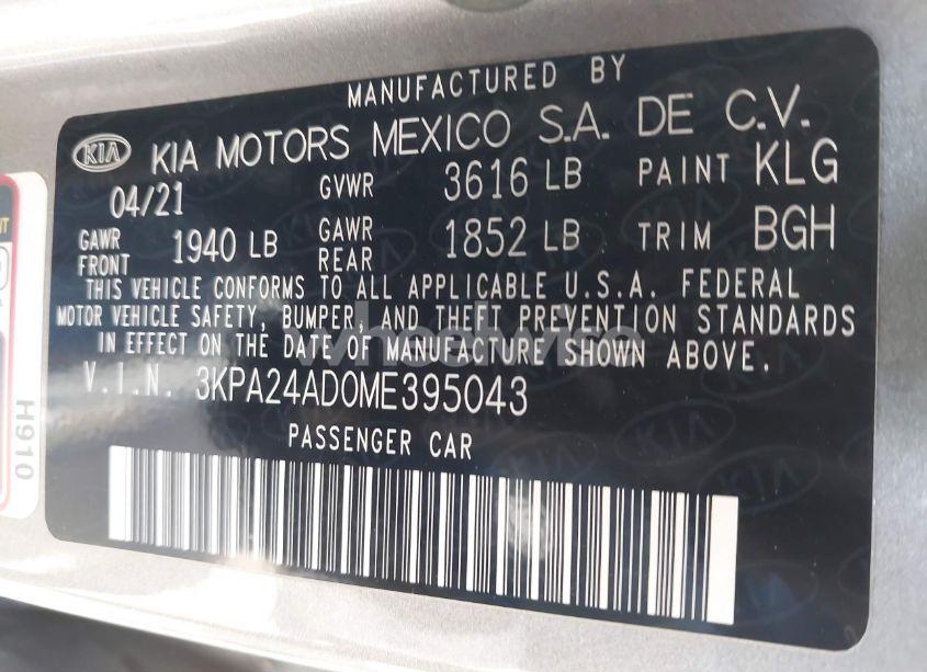 Photo 9 of 2021 Kia Rio S (VIN 3KPA24AD0ME395043)