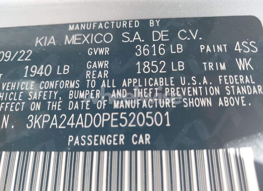 Photo 9 of 2023 Kia Rio LX (VIN 3KPA24AD0PE520501)