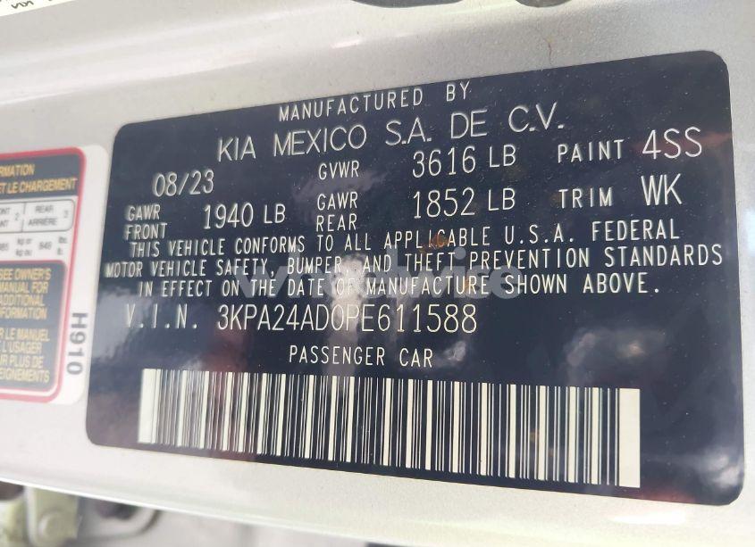 Photo 9 of 2023 Kia Rio LX (VIN 3KPA24AD0PE611588)