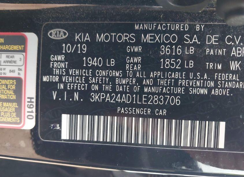 Photo 9 of 2020 Kia Rio LX (VIN 3KPA24AD1LE283706)