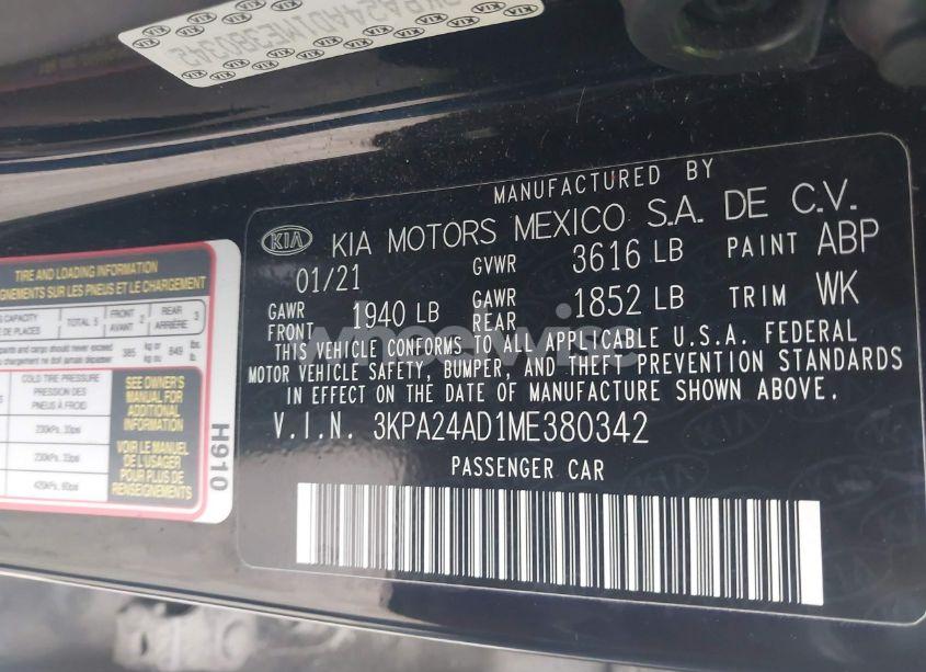 Photo 9 of 2021 Kia Rio LX (VIN 3KPA24AD1ME380342)