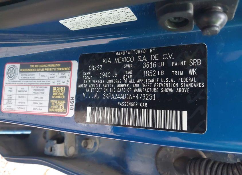 Photo 9 of 2022 Kia Rio S (VIN 3KPA24AD1NE473251)