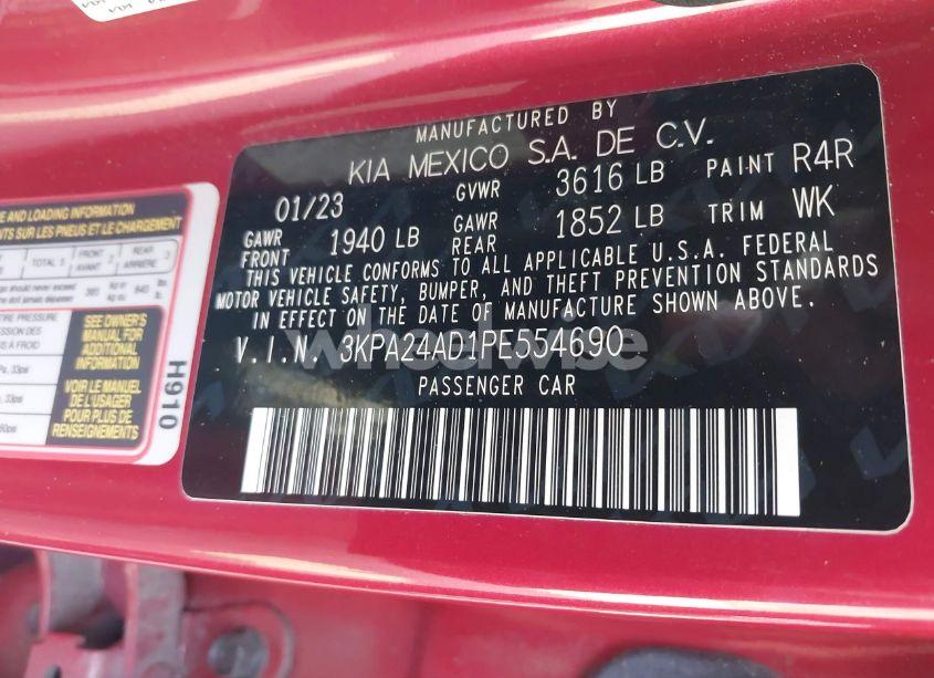 Photo 9 of 2023 Kia Rio S (VIN 3KPA24AD1PE554690)