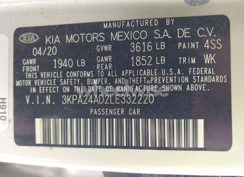 Photo 9 of 2020 Kia Rio S (VIN 3KPA24AD2LE332220)