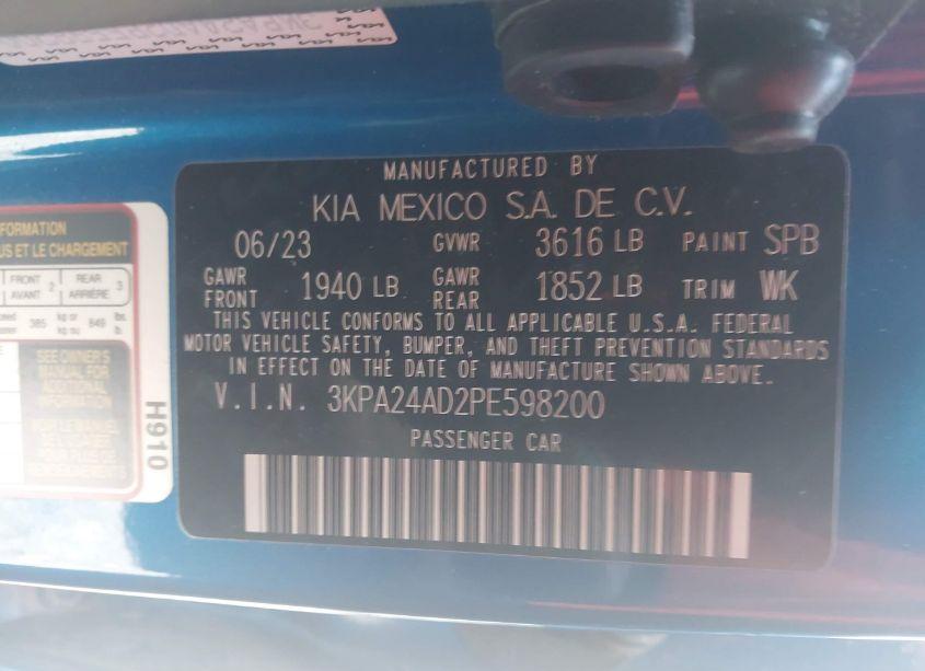 Photo 9 of 2023 Kia Rio S (VIN 3KPA24AD2PE598200)