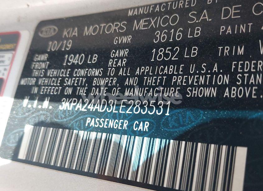 Photo 9 of 2020 Kia Rio S (VIN 3KPA24AD3LE283531)