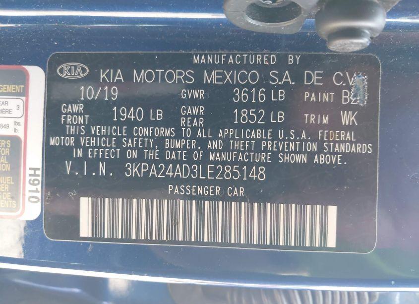 Photo 9 of 2020 Kia Rio S (VIN 3KPA24AD3LE285148)