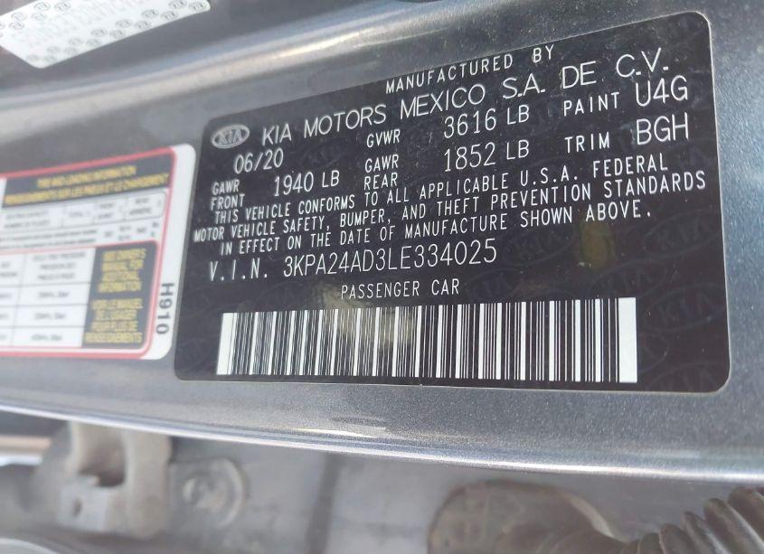 Photo 9 of 2020 Kia Rio S (VIN 3KPA24AD3LE334025)