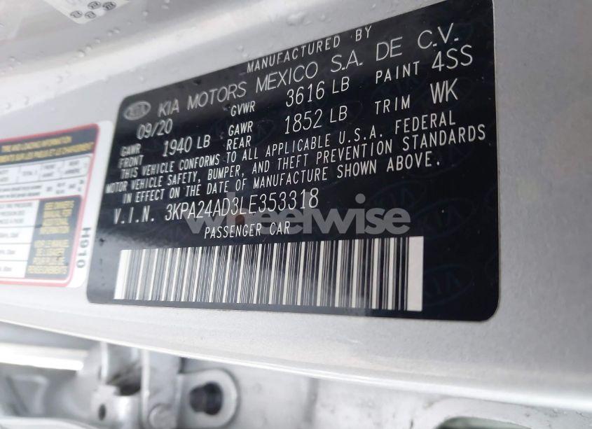 Photo 9 of 2020 Kia Rio S (VIN 3KPA24AD3LE353318)