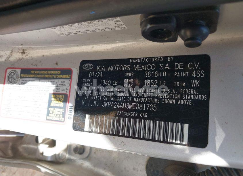 Photo 9 of 2021 Kia Rio S (VIN 3KPA24AD3ME381735)