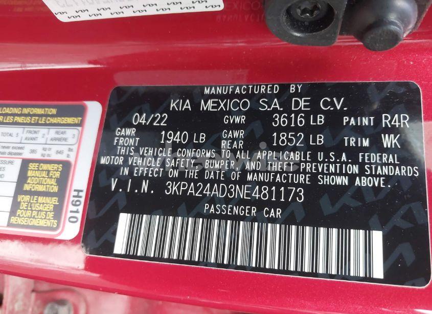 Photo 9 of 2022 Kia Rio S (VIN 3KPA24AD3NE481173)
