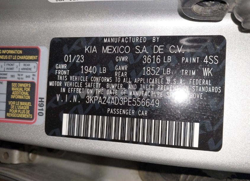 Photo 9 of 2023 Kia Rio S (VIN 3KPA24AD3PE556649)
