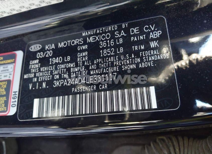 Photo 9 of 2020 Kia Rio S (VIN 3KPA24AD4LE331117)