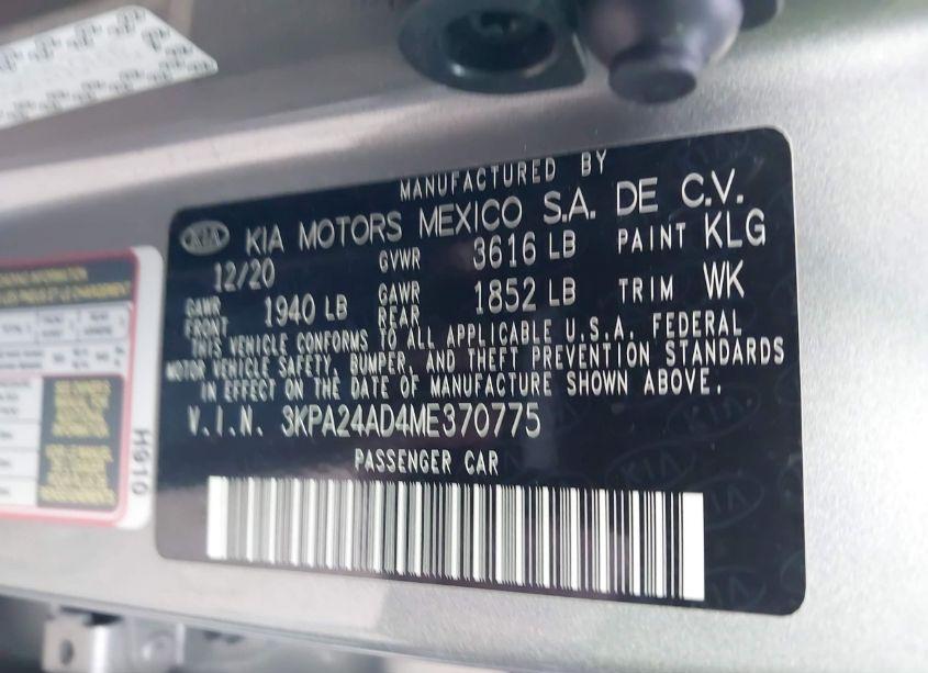 Photo 9 of 2021 Kia Rio S (VIN 3KPA24AD4ME370775)