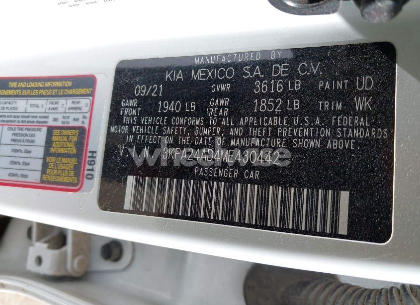 Photo 9 of 2021 Kia Rio LX (VIN 3KPA24AD4ME430442)
