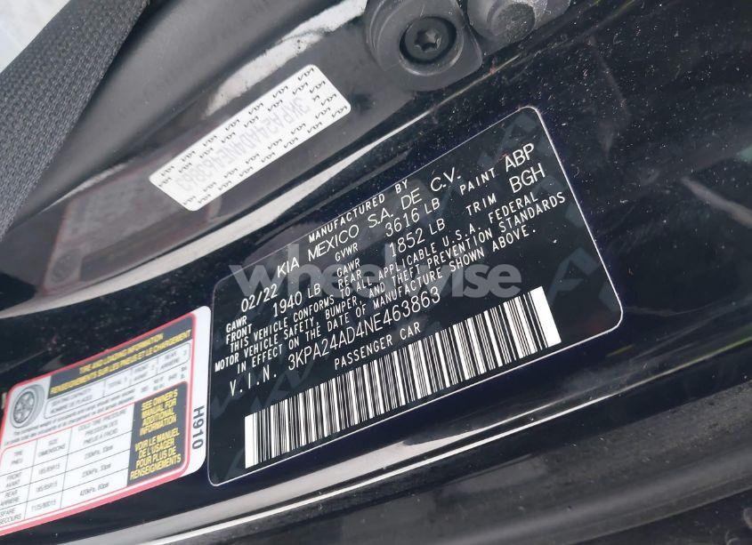 Photo 9 of 2022 Kia Rio S (VIN 3KPA24AD4NE463863)