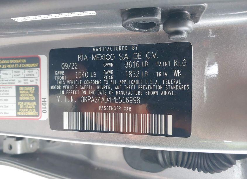 Photo 9 of 2023 Kia Rio S (VIN 3KPA24AD4PE516998)