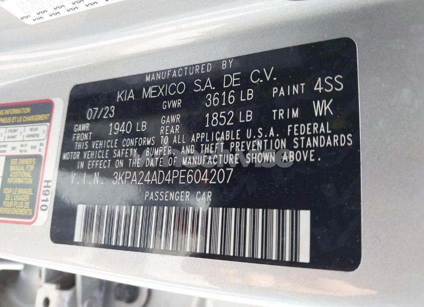 Photo 9 of 2023 Kia Rio LX (VIN 3KPA24AD4PE604207)