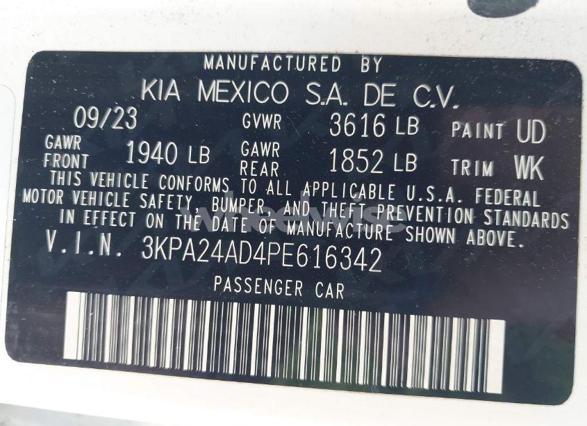 Photo 9 of 2023 Kia Rio LX (VIN 3KPA24AD4PE616342)