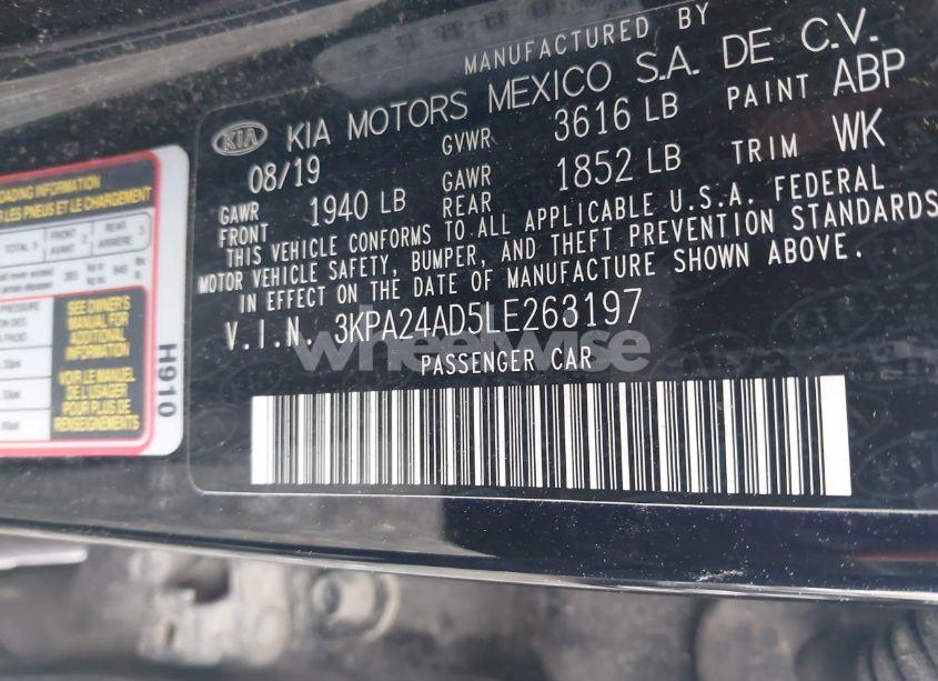 Photo 9 of 2020 Kia Rio LX (VIN 3KPA24AD5LE263197)