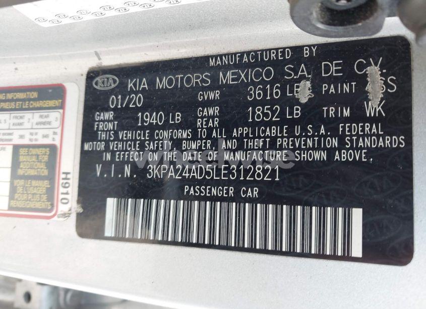 Photo 9 of 2020 Kia Rio S (VIN 3KPA24AD5LE312821)