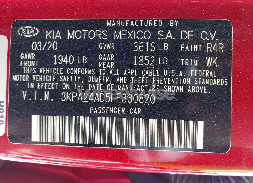 Photo 9 of 2020 Kia Rio S (VIN 3KPA24AD5LE330820)
