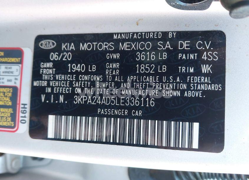 Photo 9 of 2020 Kia Rio LX (VIN 3KPA24AD5LE336116)