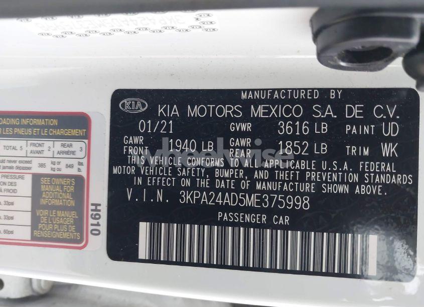 Photo 9 of 2021 Kia Rio S (VIN 3KPA24AD5ME375998)