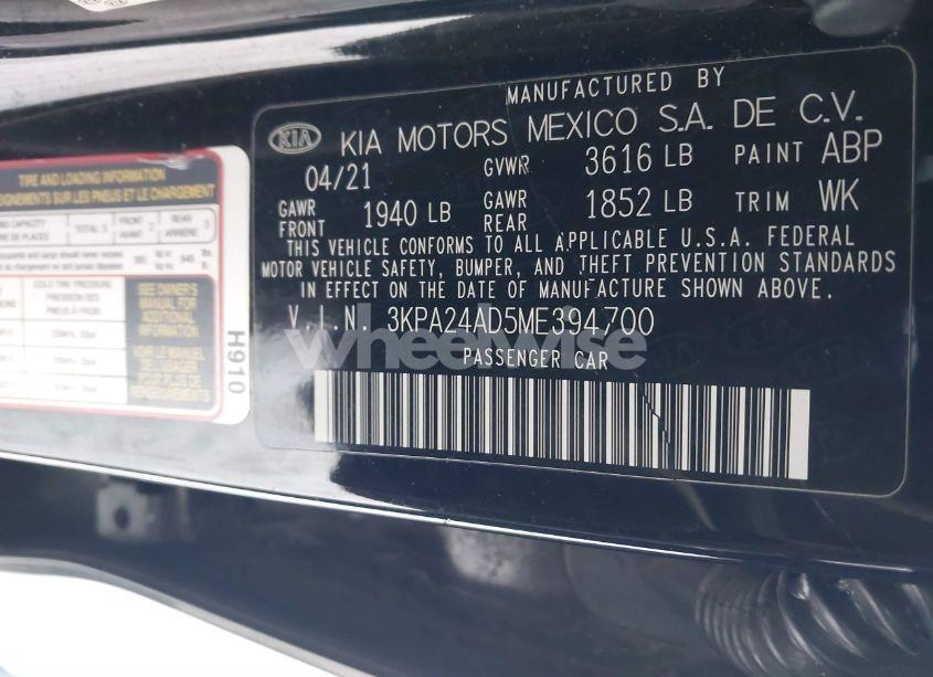 Photo 9 of 2021 Kia Rio LX (VIN 3KPA24AD5ME394700)