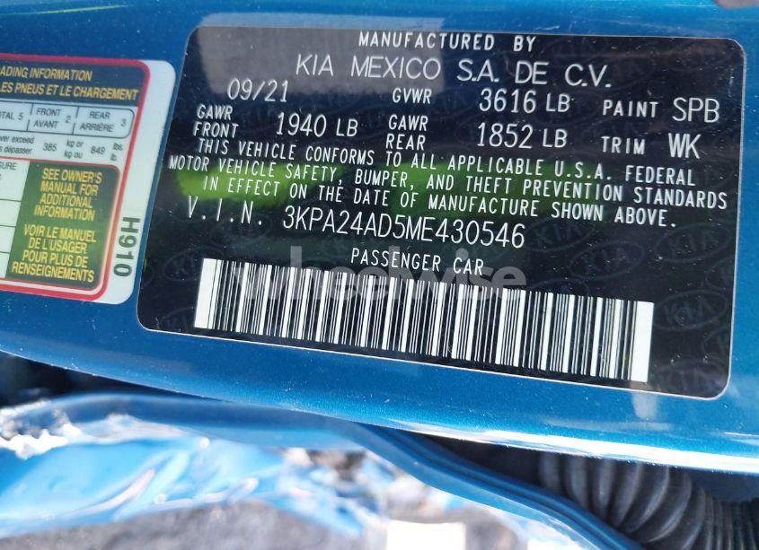 Photo 9 of 2021 Kia Rio S (VIN 3KPA24AD5ME430546)