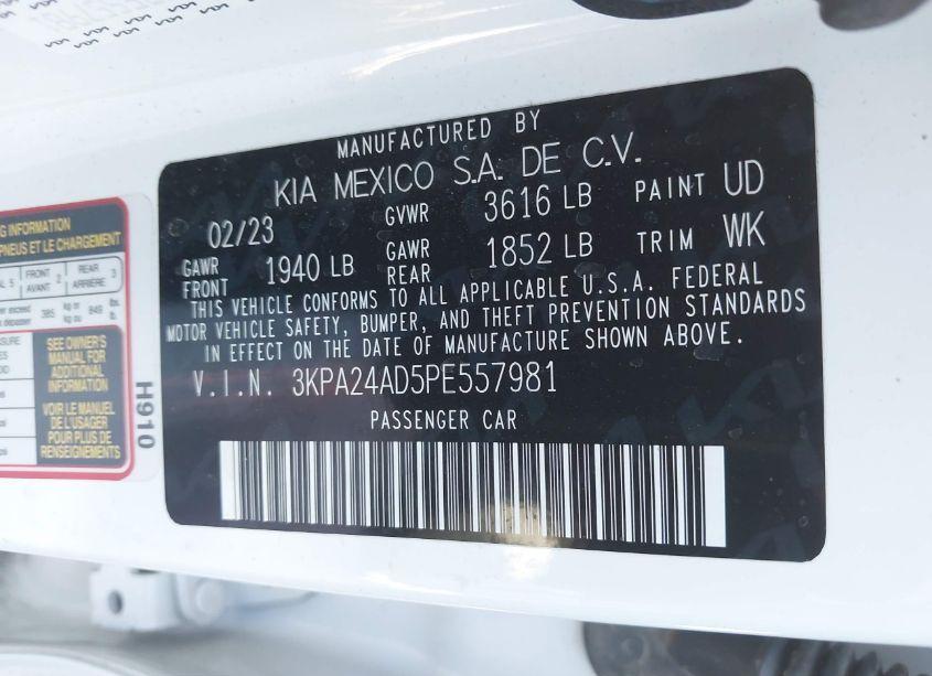 Photo 9 of 2023 Kia Rio S (VIN 3KPA24AD5PE557981)