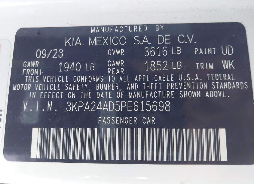 Photo 9 of 2023 Kia Rio LX (VIN 3KPA24AD5PE615698)