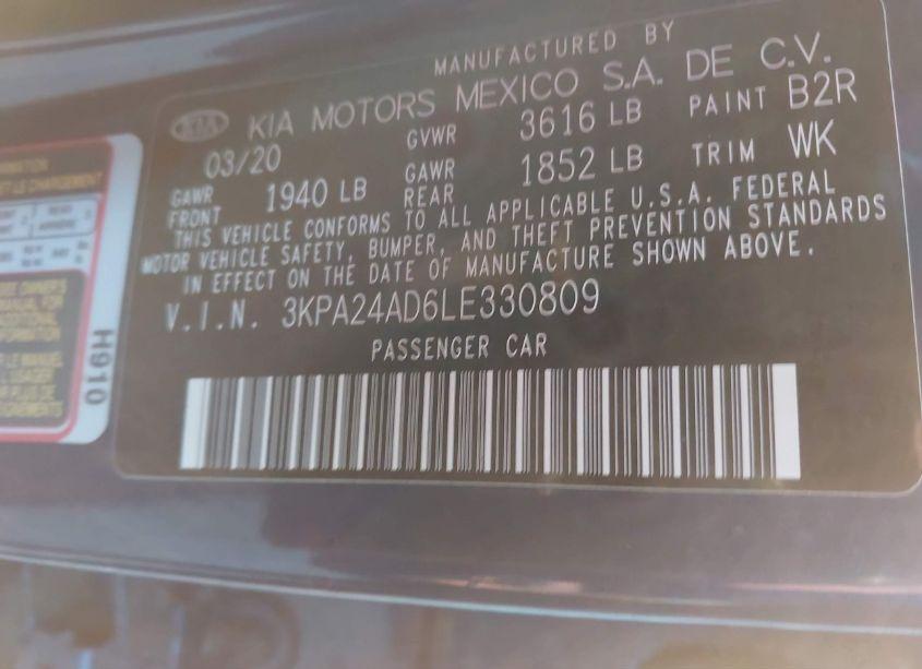 Photo 9 of 2020 Kia Rio S (VIN 3KPA24AD6LE330809)