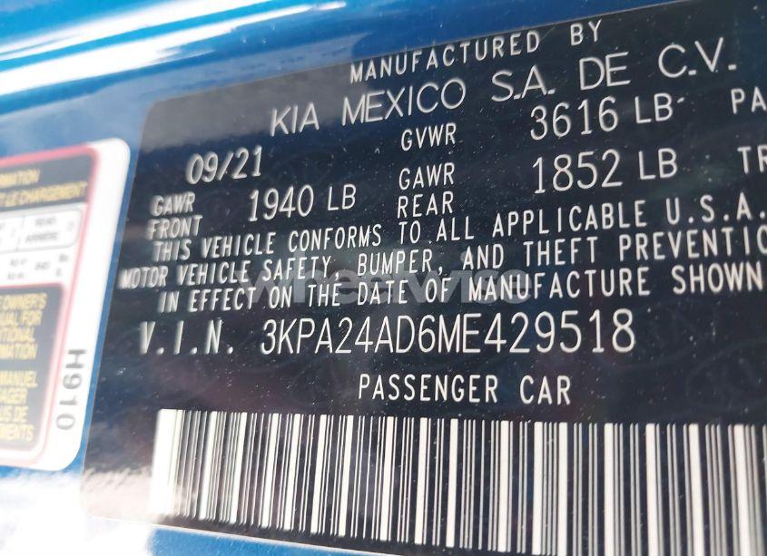 Photo 9 of 2021 Kia Rio S (VIN 3KPA24AD6ME429518)