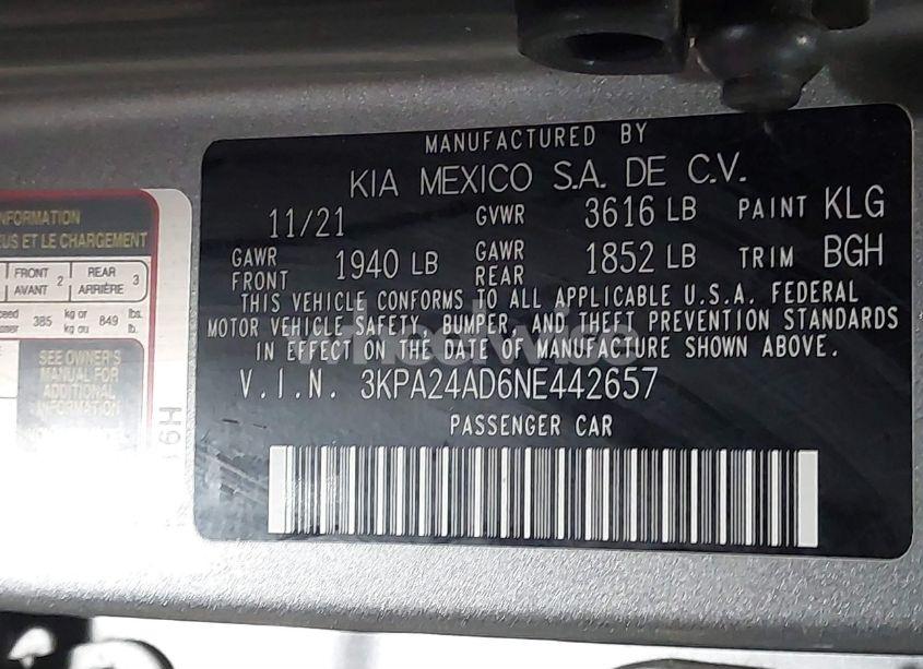 Photo 9 of 2022 Kia Rio S (VIN 3KPA24AD6NE442657)