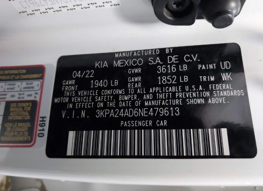 Photo 9 of 2022 Kia Rio LX (VIN 3KPA24AD6NE479613)