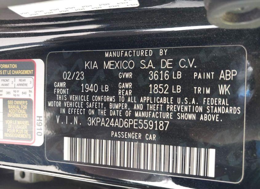 Photo 9 of 2023 Kia Rio LX (VIN 3KPA24AD6PE559187)