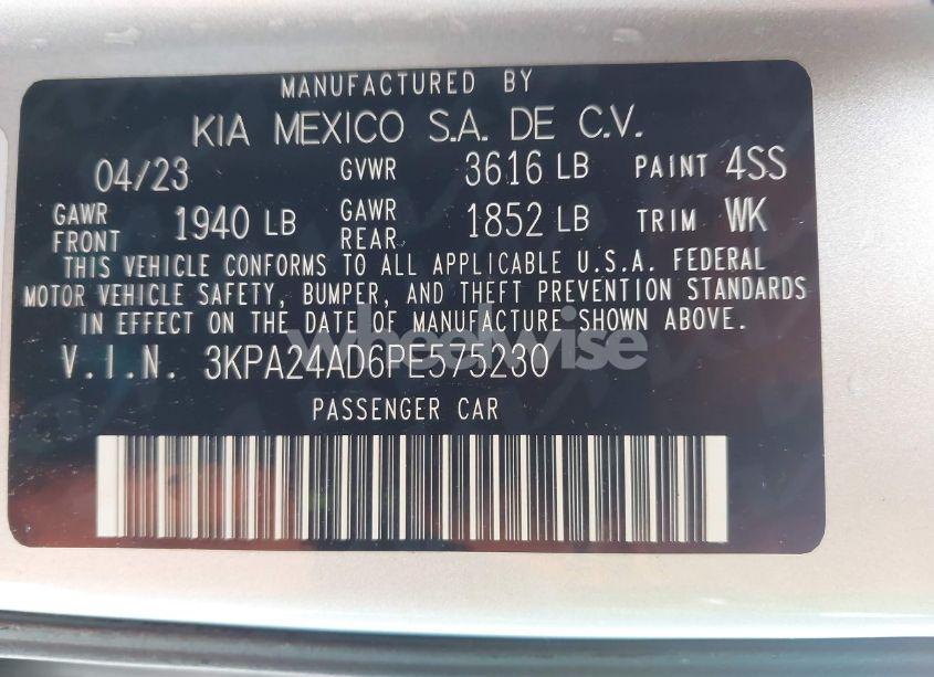 Photo 9 of 2023 Kia Rio LX (VIN 3KPA24AD6PE575230)