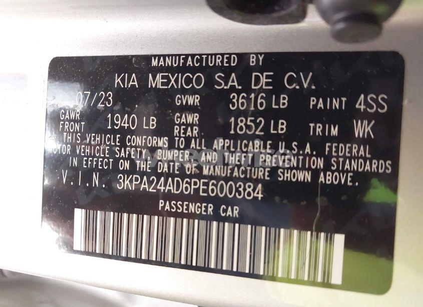 Photo 9 of 2023 Kia Rio LX (VIN 3KPA24AD6PE600384)