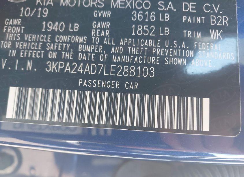 Photo 9 of 2020 Kia Rio S (VIN 3KPA24AD7LE288103)