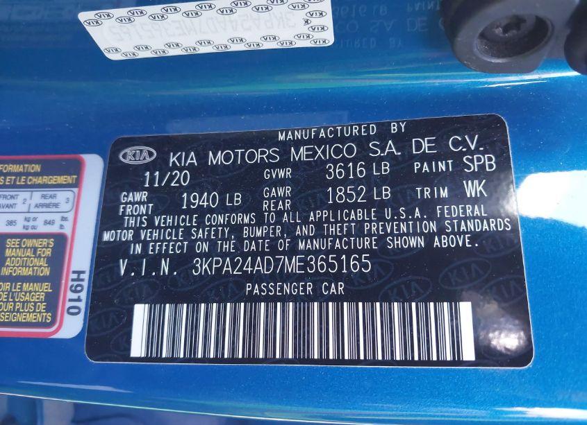 Photo 9 of 2021 Kia Rio S (VIN 3KPA24AD7ME365165)