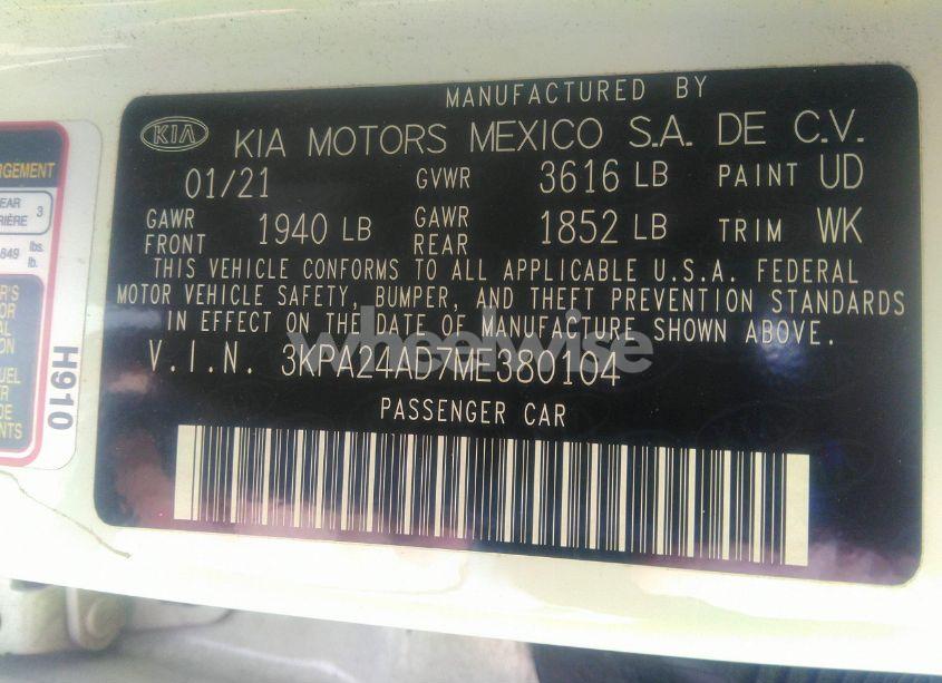 Photo 9 of 2021 Kia Rio S (VIN 3KPA24AD7ME380104)