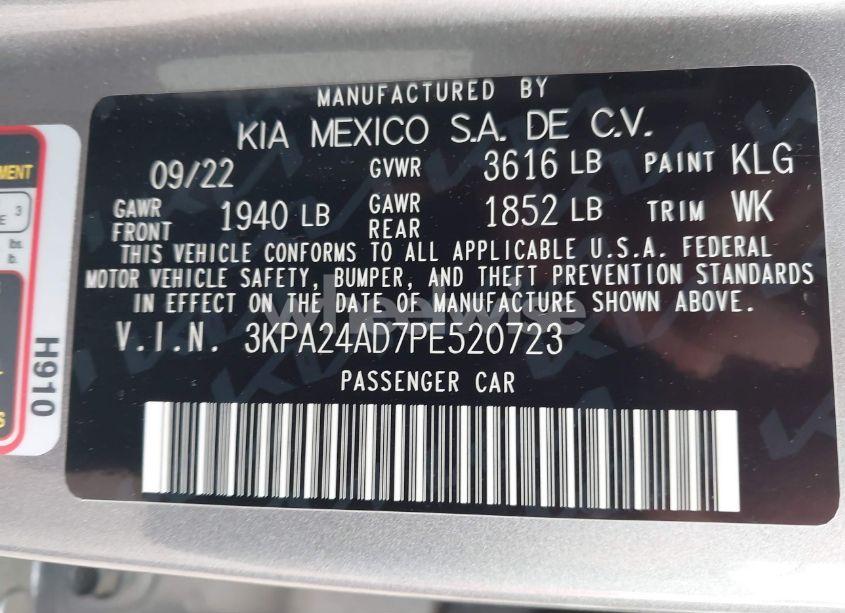 Photo 9 of 2023 Kia Rio S (VIN 3KPA24AD7PE520723)