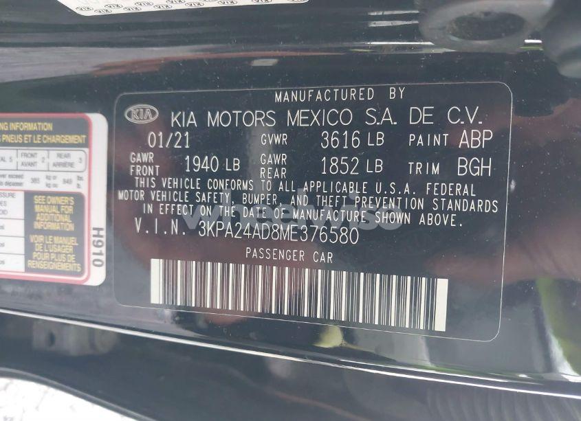 Photo 9 of 2021 Kia Rio S (VIN 3KPA24AD8ME376580)