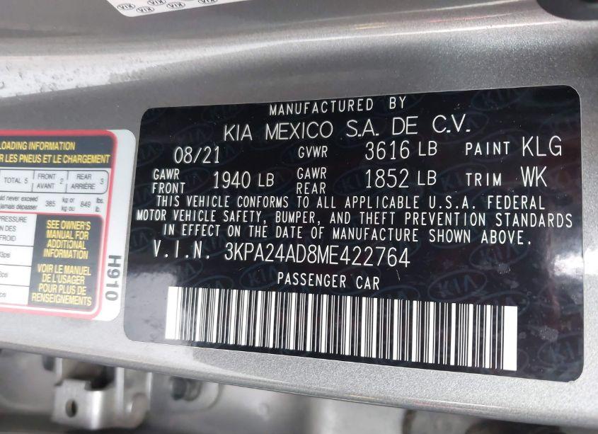 Photo 9 of 2021 Kia Rio S (VIN 3KPA24AD8ME422764)