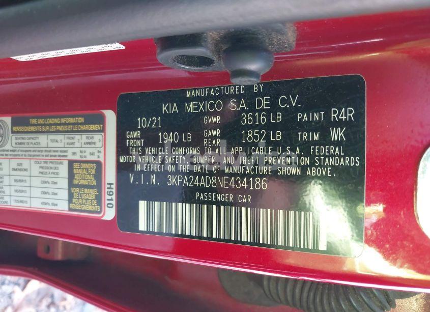 Photo 9 of 2022 Kia Rio S (VIN 3KPA24AD8NE434186)