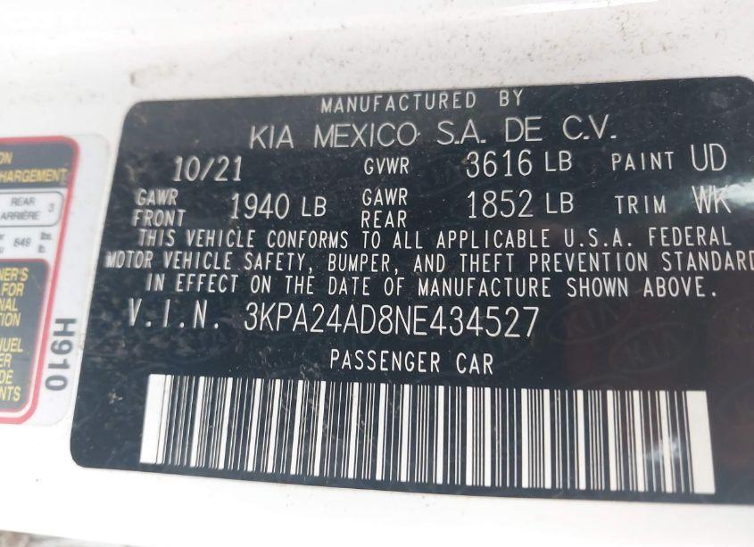 Photo 9 of 2022 Kia Rio LX (VIN 3KPA24AD8NE434527)