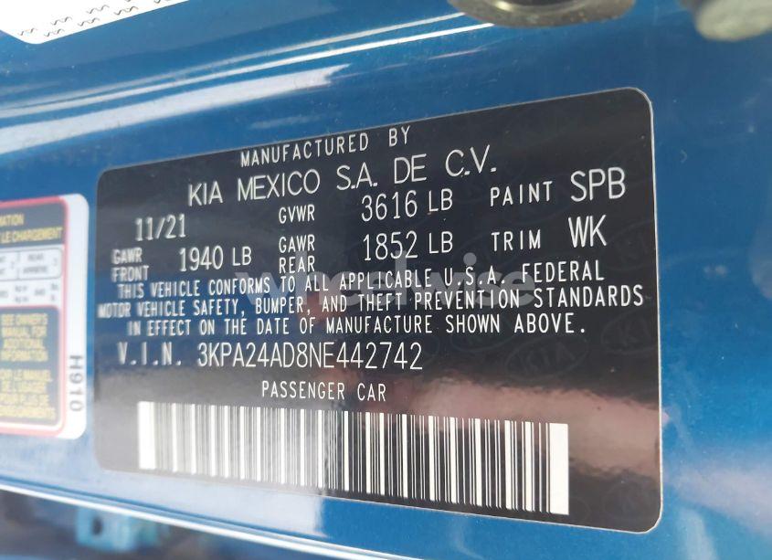 Photo 9 of 2022 Kia Rio S (VIN 3KPA24AD8NE442742)