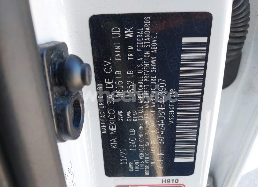 Photo 9 of 2022 Kia Rio S (VIN 3KPA24AD8NE443907)