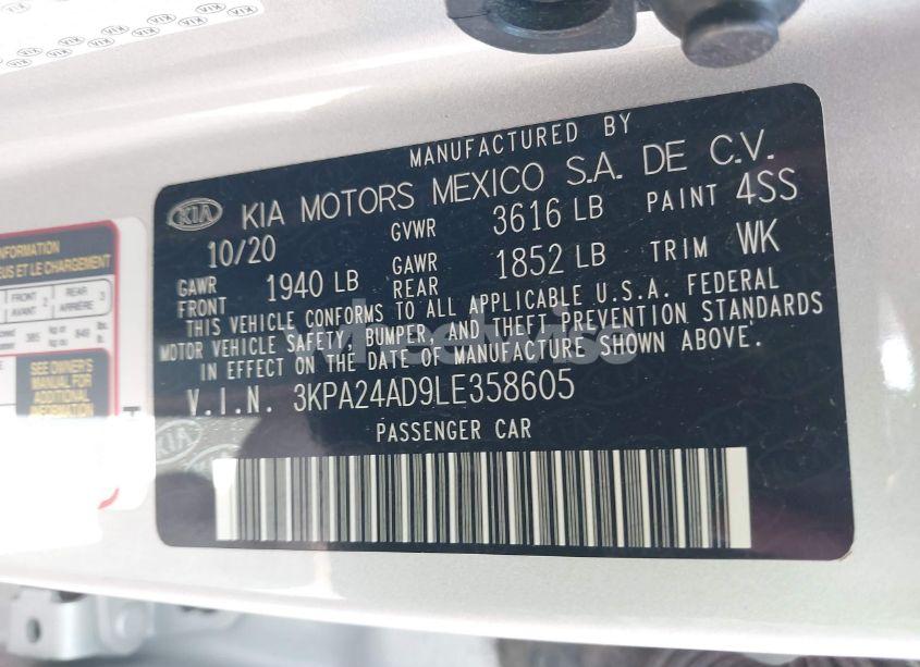 Photo 9 of 2020 Kia Rio S (VIN 3KPA24AD9LE358605)